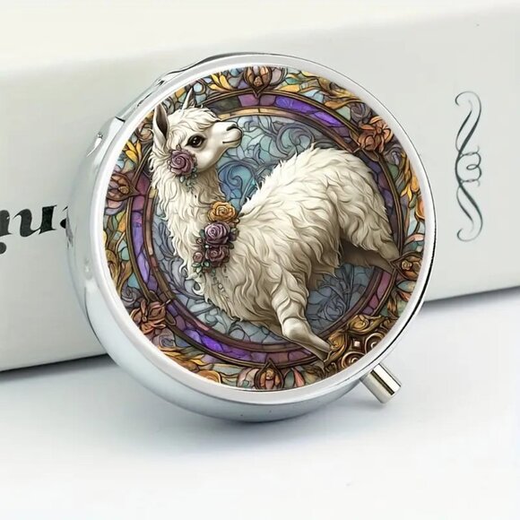 1pc  Alpaca & Princess Floral Pill Box Organizer - Picture 1 of 4